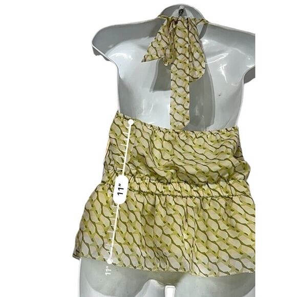 ryegrass green geometric halter top blouse Size XS - Picture 6 of 9